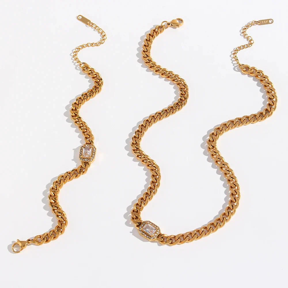 Glamorous Crystal Necklace and Cuff Set