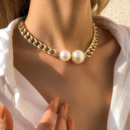 Affordable Faux Pearl Pendant Chain Necklace