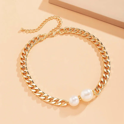 Affordable Faux Pearl Pendant Chain Necklace