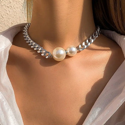 Affordable Faux Pearl Pendant Chain Necklace