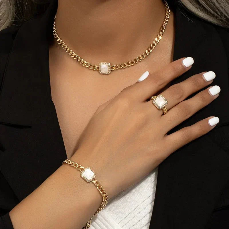 Premium Diamond Link Necklace Set