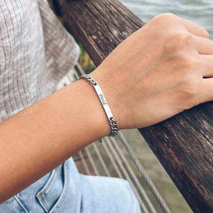 Custom Engraved Bar Chain Bracelets