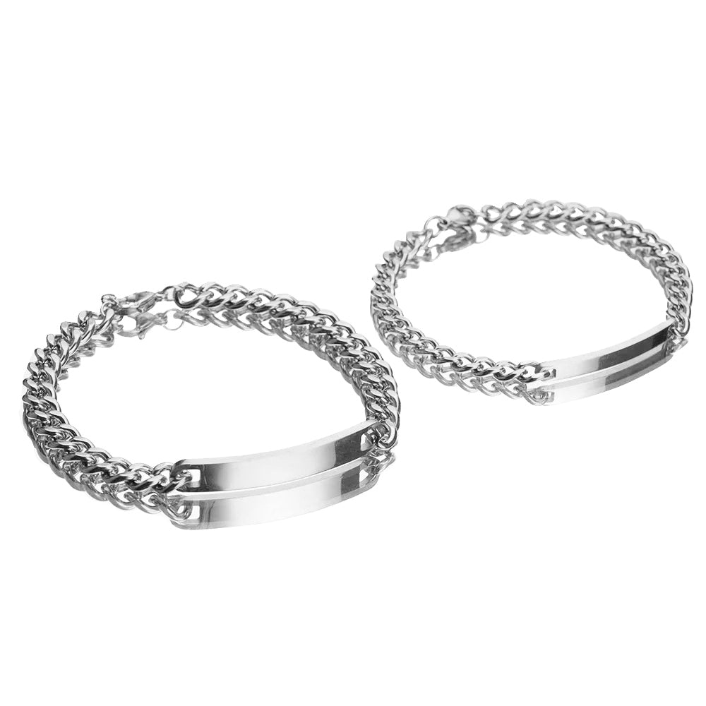Custom Engraved Bar Chain Bracelets