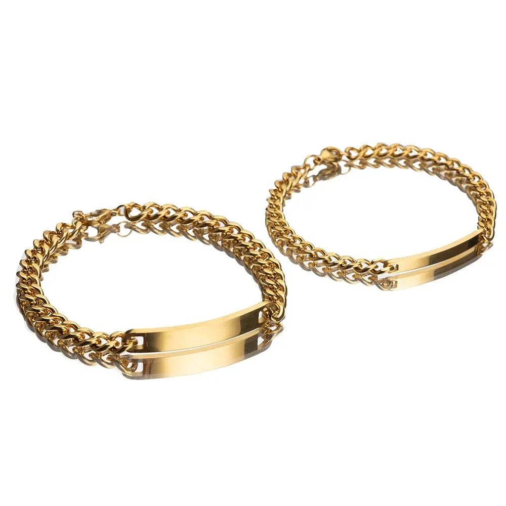 Custom Engraved Bar Chain Bracelets