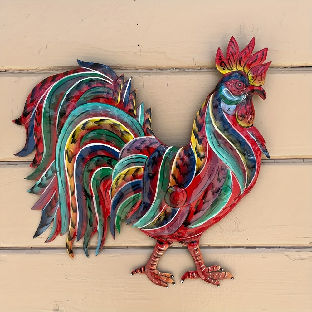 Vibrant Metal Rooster Home Decor Wall Art - Luxicro