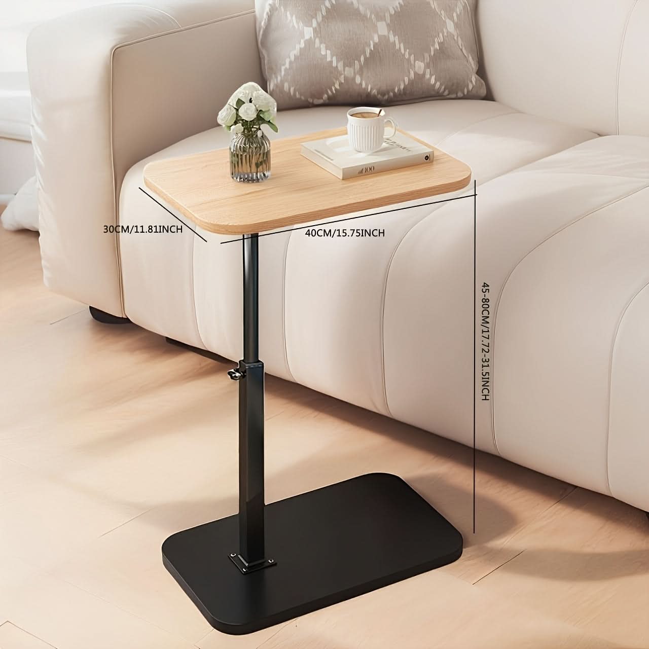 Compact Wooden Sofa Table with Metal Frame
