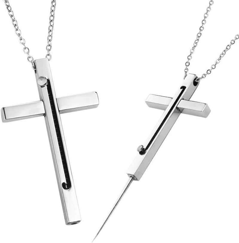 Delicate Silver Cross Toothpick Chain Necklace - Luxicro