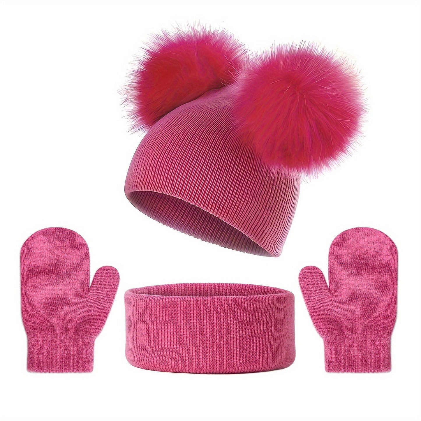 Warm Childrens Winter Hat Glove Set