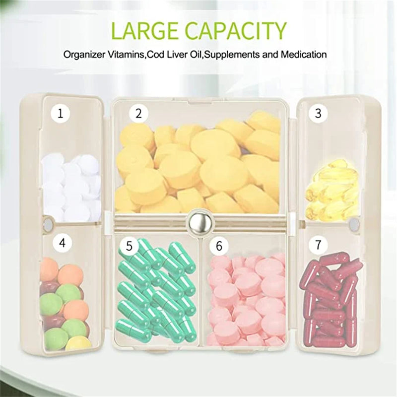 Compact 7 Compartment Pill Storage Case - Luxicro
