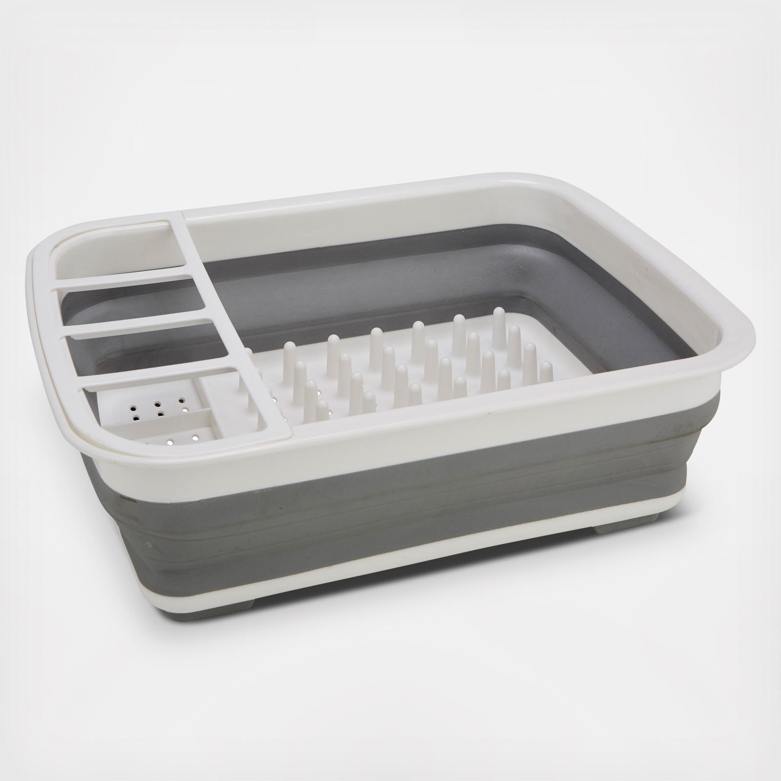 Compact Collapsible Dish Rack with Built-in Drain Tray - Luxicro