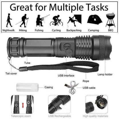 Bright 90000 Lumens LED Flashlight for Outdoor Use