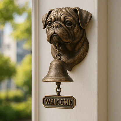 Traditional Bronze Wall Bell with Dog Design