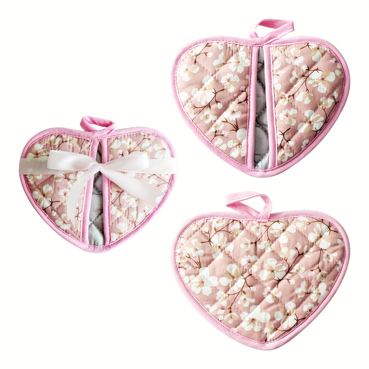 Cute Heart Shaped Oven Mitt Set - Luxicro