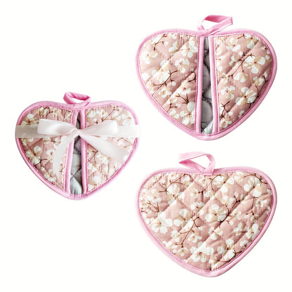 Cute Heart Shaped Oven Mitt Set - Luxicro