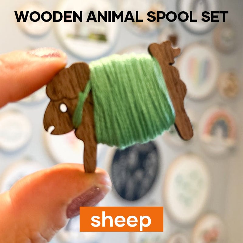 Wooden Bunny Sewing Thread Holder 16 Piece Set