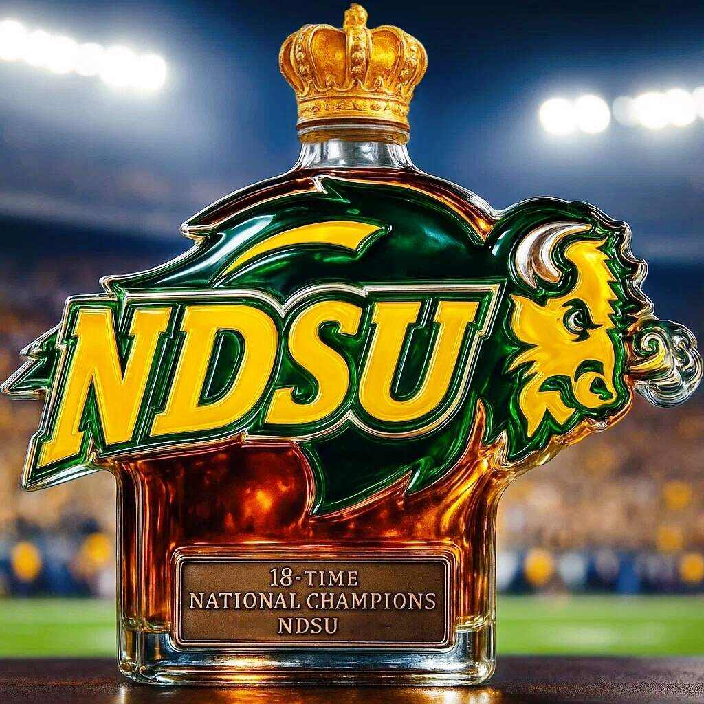NDSU Bison 18x National Champ Engraved Whiskey Decanter - Luxicro