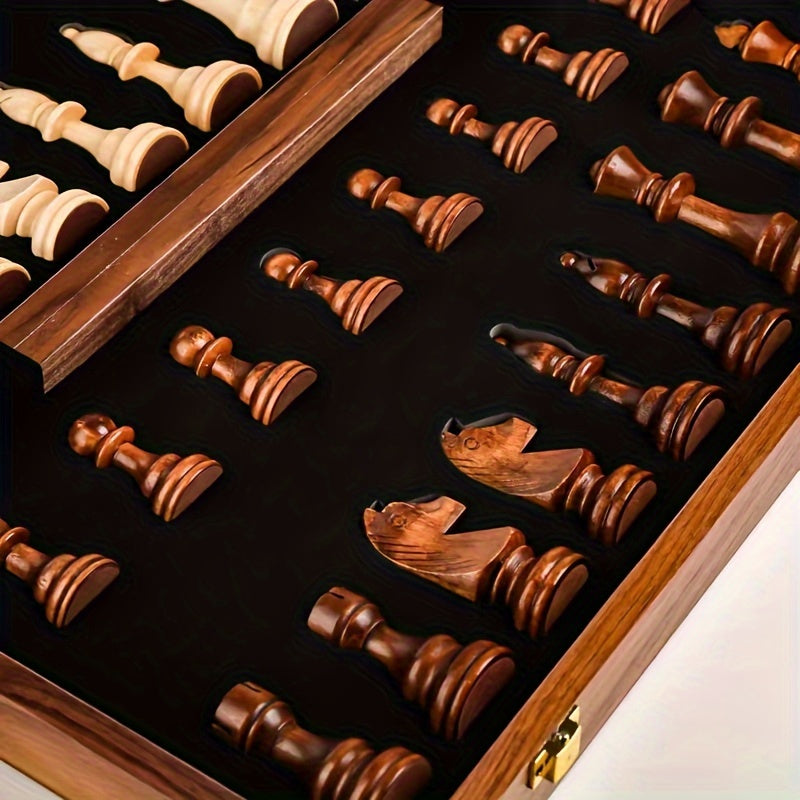 Traditional Wooden Chess Board Set for Home Use