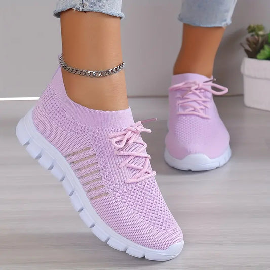 Breathable Mesh Lace-Up Sports Running Sneakers - Luxicro