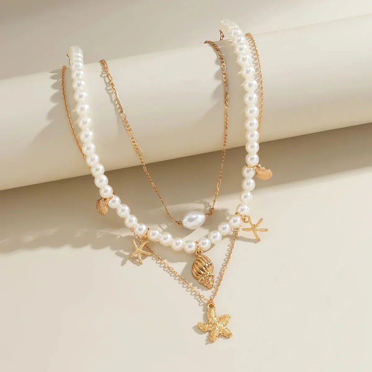 Dainty Ocean Multi Layer Necklace Set