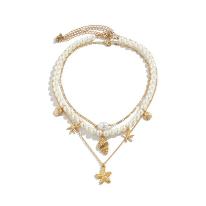 Dainty Ocean Multi Layer Necklace Set