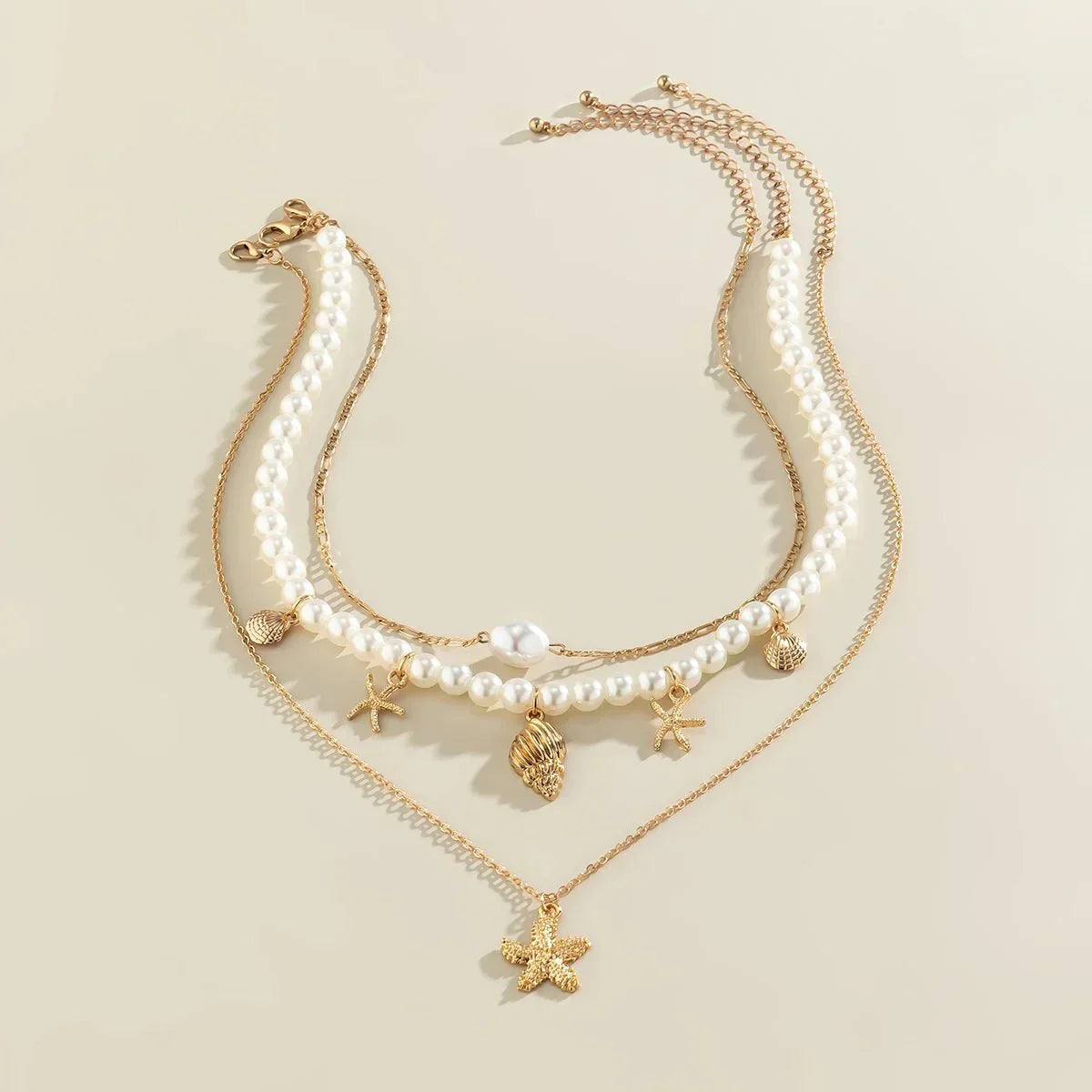 Dainty Ocean Multi Layer Necklace Set