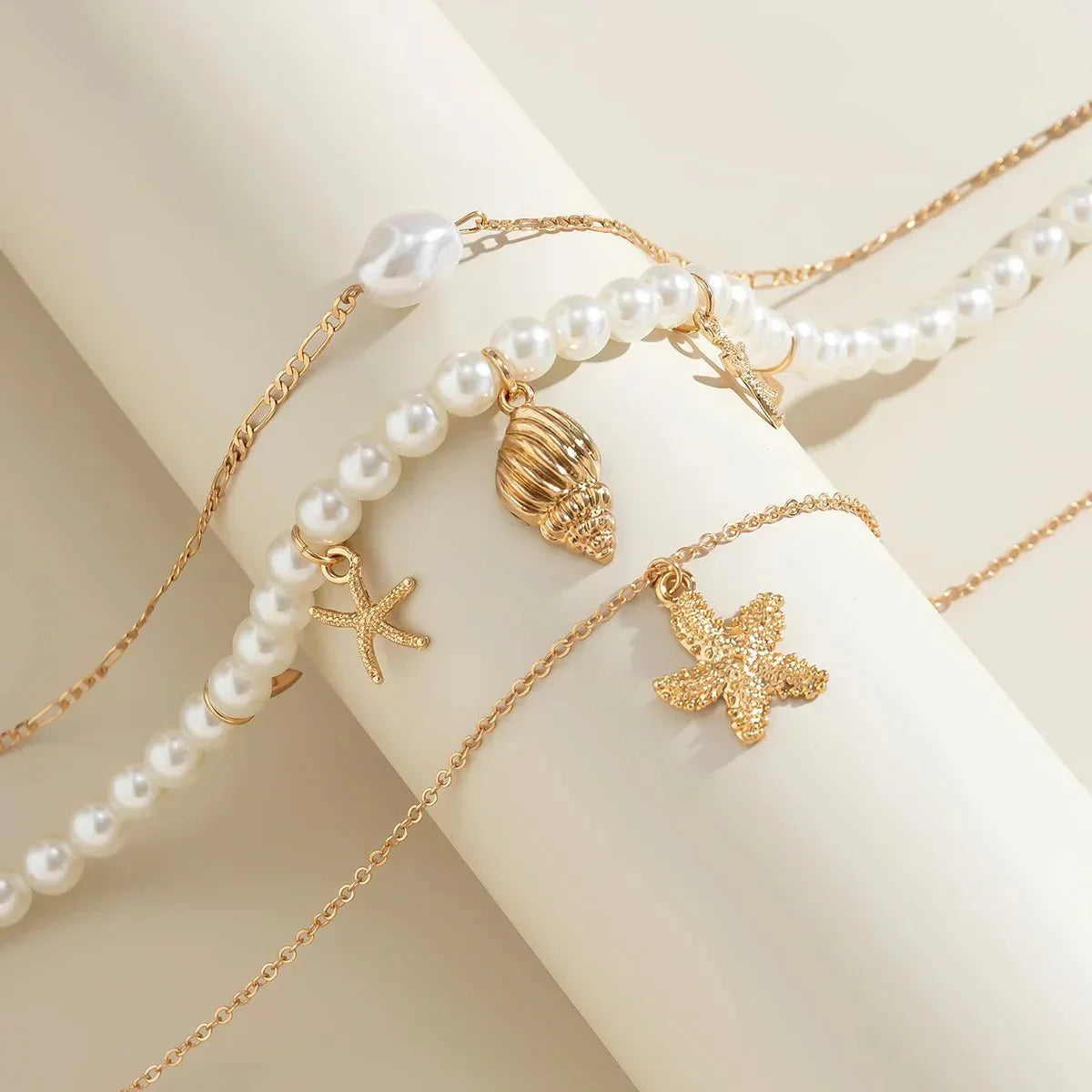 Dainty Ocean Multi Layer Necklace Set