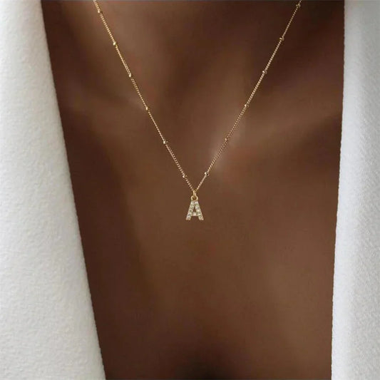 Dainty Monogram Pendant Necklace Chain - Luxicro