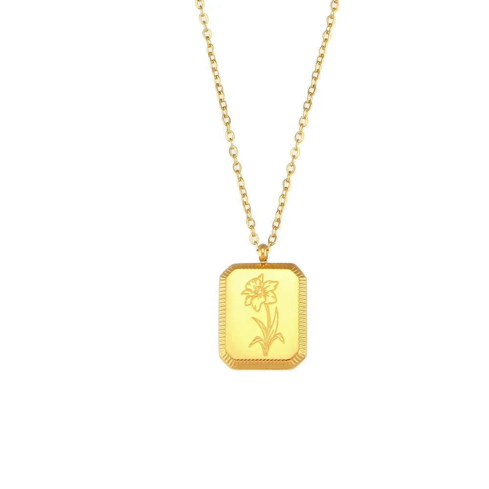 Dainty Gemstone Floral Pendant Necklace