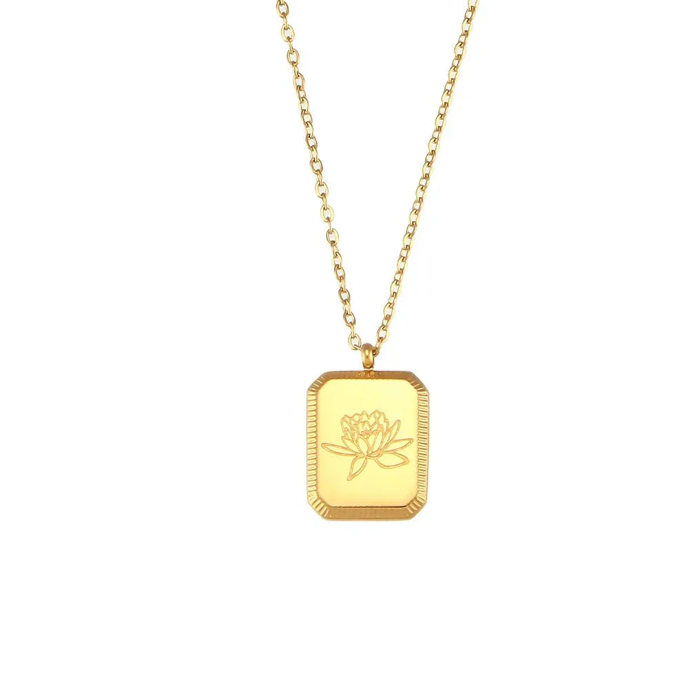 Dainty Gemstone Floral Pendant Necklace