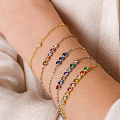 Dainty Stone Beaded Chain Bracelet
