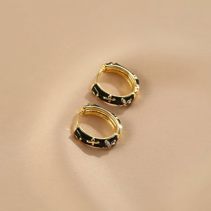 Dainty Rose Gold Floral Pendant Earrings