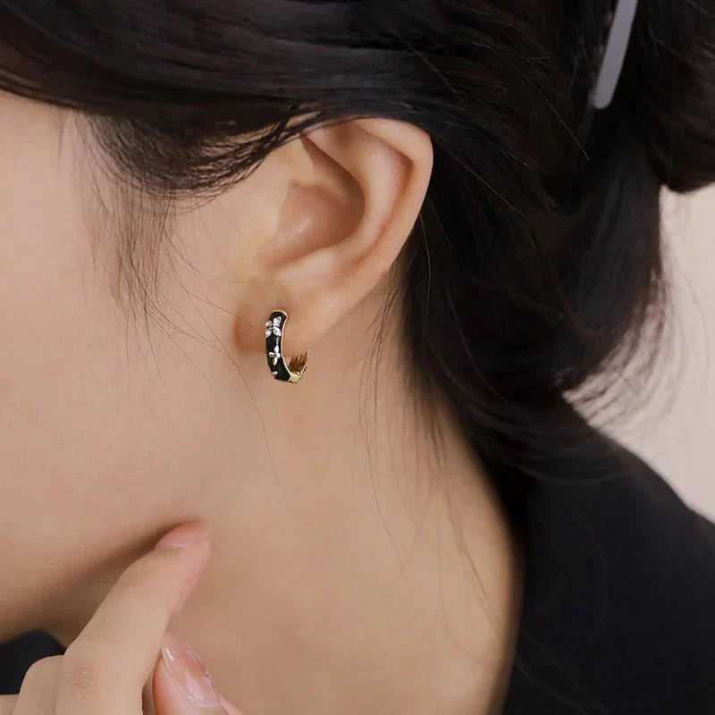 Dainty Rose Gold Floral Pendant Earrings