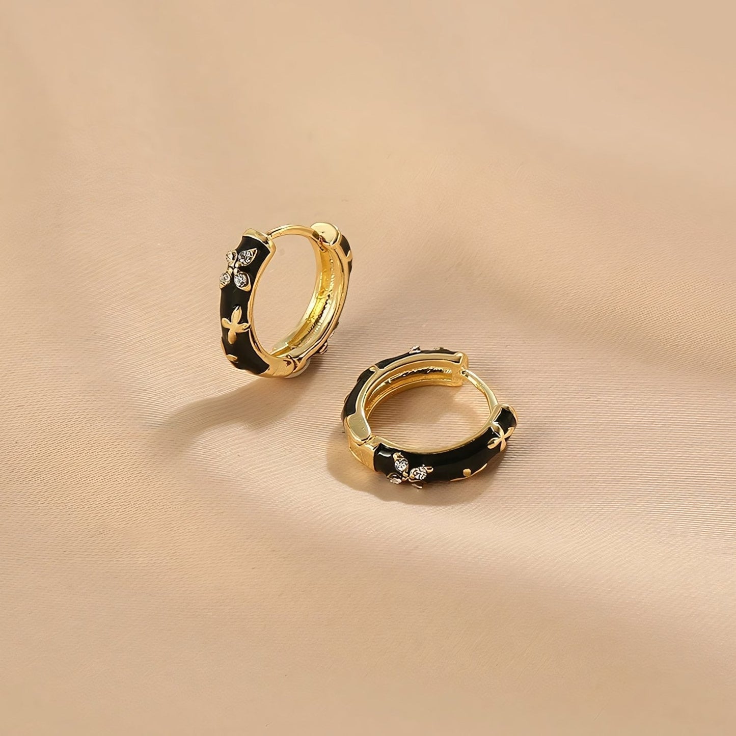 Dainty Rose Gold Floral Pendant Earrings