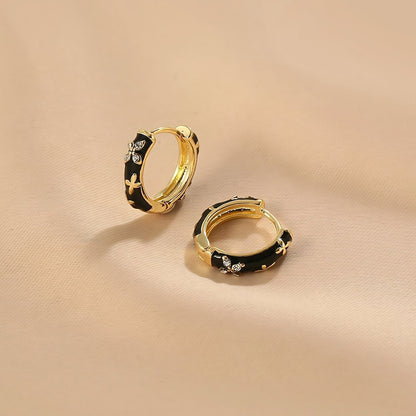Dainty Rose Gold Floral Pendant Earrings