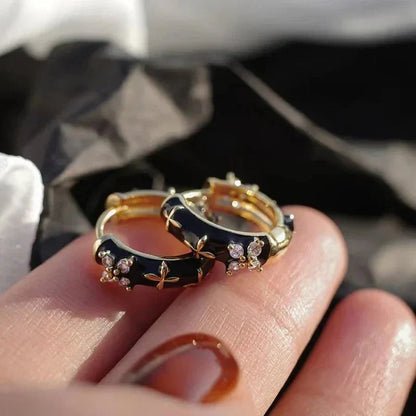 Dainty Rose Gold Floral Pendant Earrings