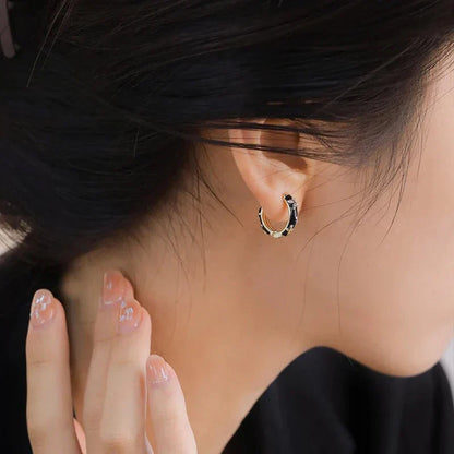 Dainty Rose Gold Floral Pendant Earrings