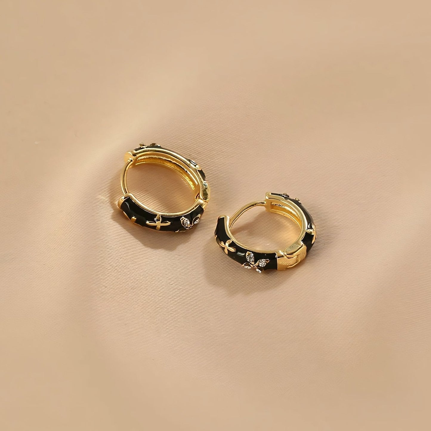 Dainty Rose Gold Floral Pendant Earrings