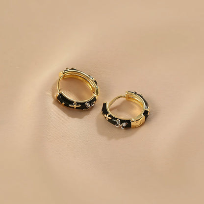 Dainty Rose Gold Floral Pendant Earrings