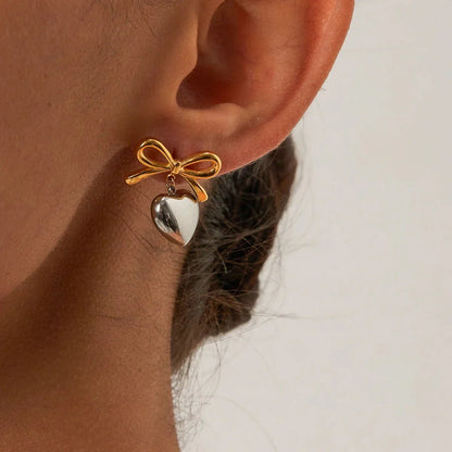 Dainty Love Heart Dangling Earrings