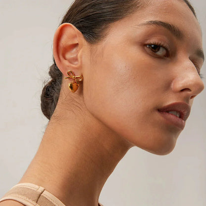 Dainty Love Heart Dangling Earrings