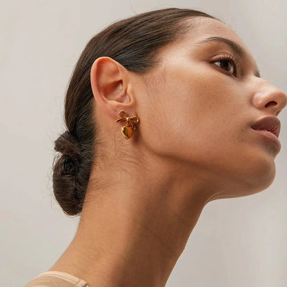 Dainty Love Heart Dangling Earrings
