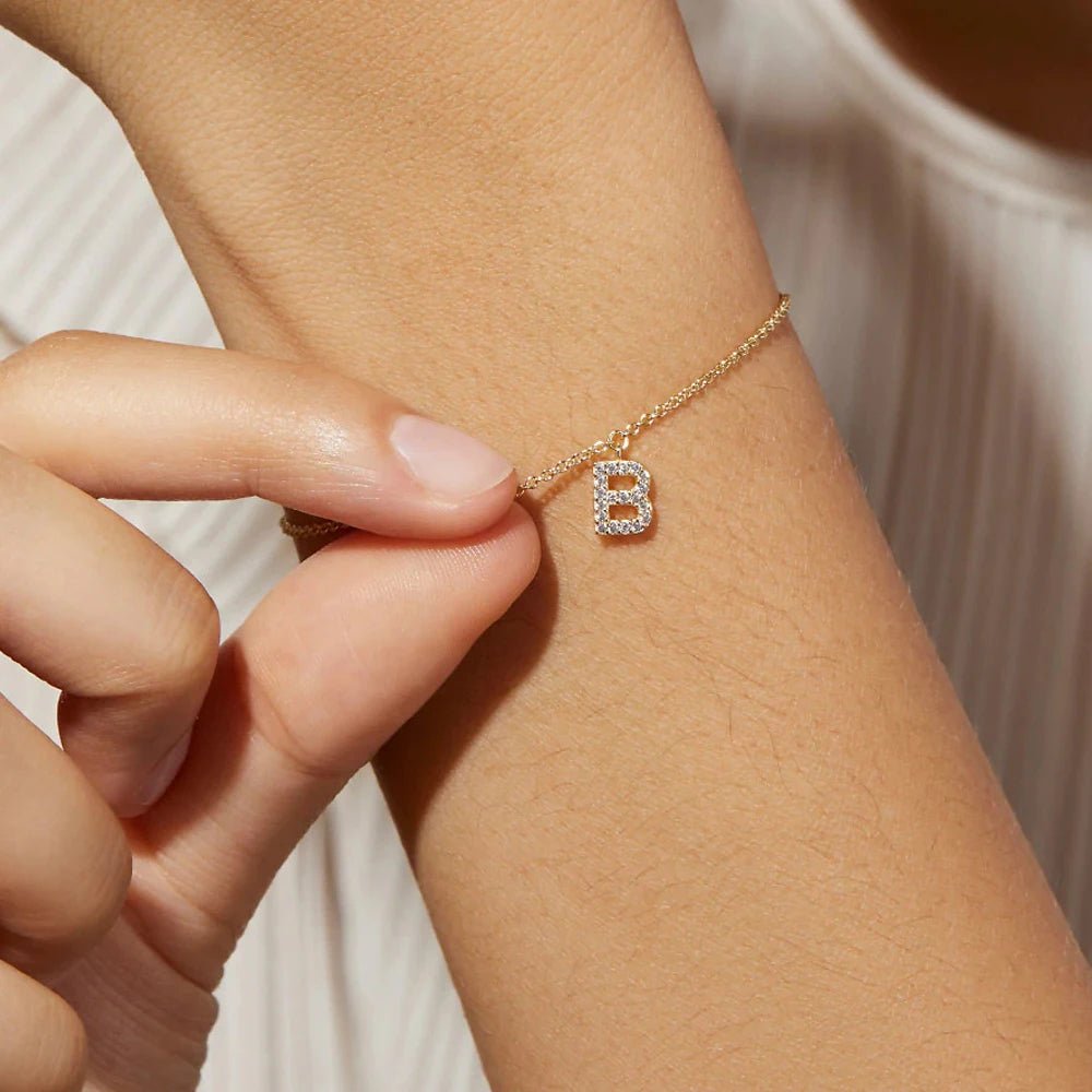 Dainty Letter Diamond Pendant Charm Bracelet