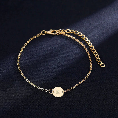 Dainty Initial Letter Chain Charm Bracelet