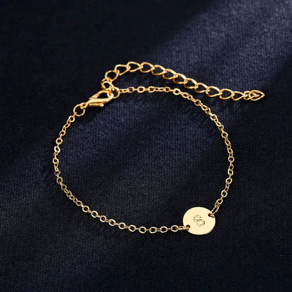 Dainty Initial Letter Chain Charm Bracelet