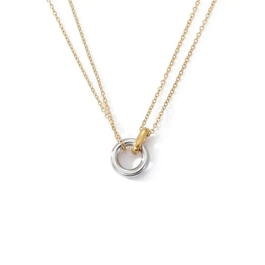 Dainty Gold Layered Heart Pendant Necklace - Luxicro