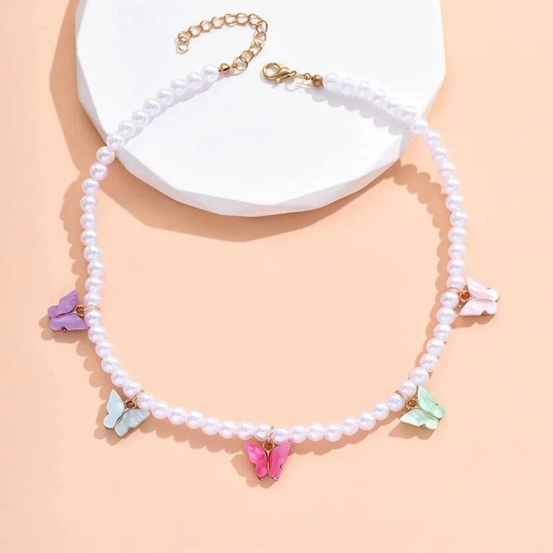 Delicate Colorful Butterfly Chain Necklace