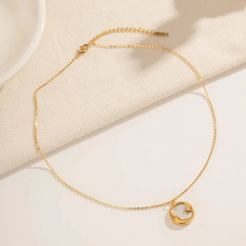 Dainty Celestial Silver Chain Necklace