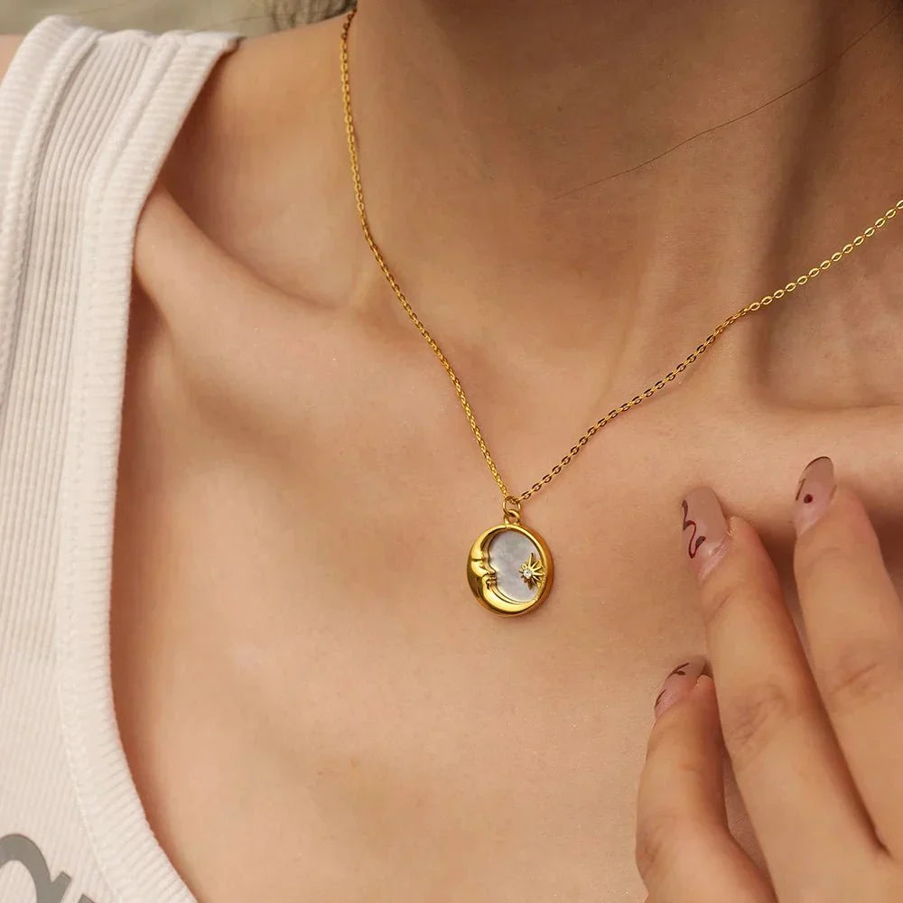 Dainty Celestial Silver Chain Necklace