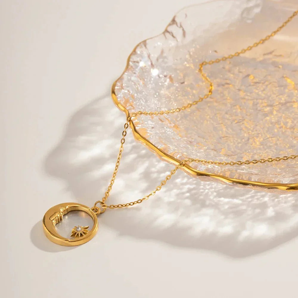 Dainty Celestial Silver Chain Necklace