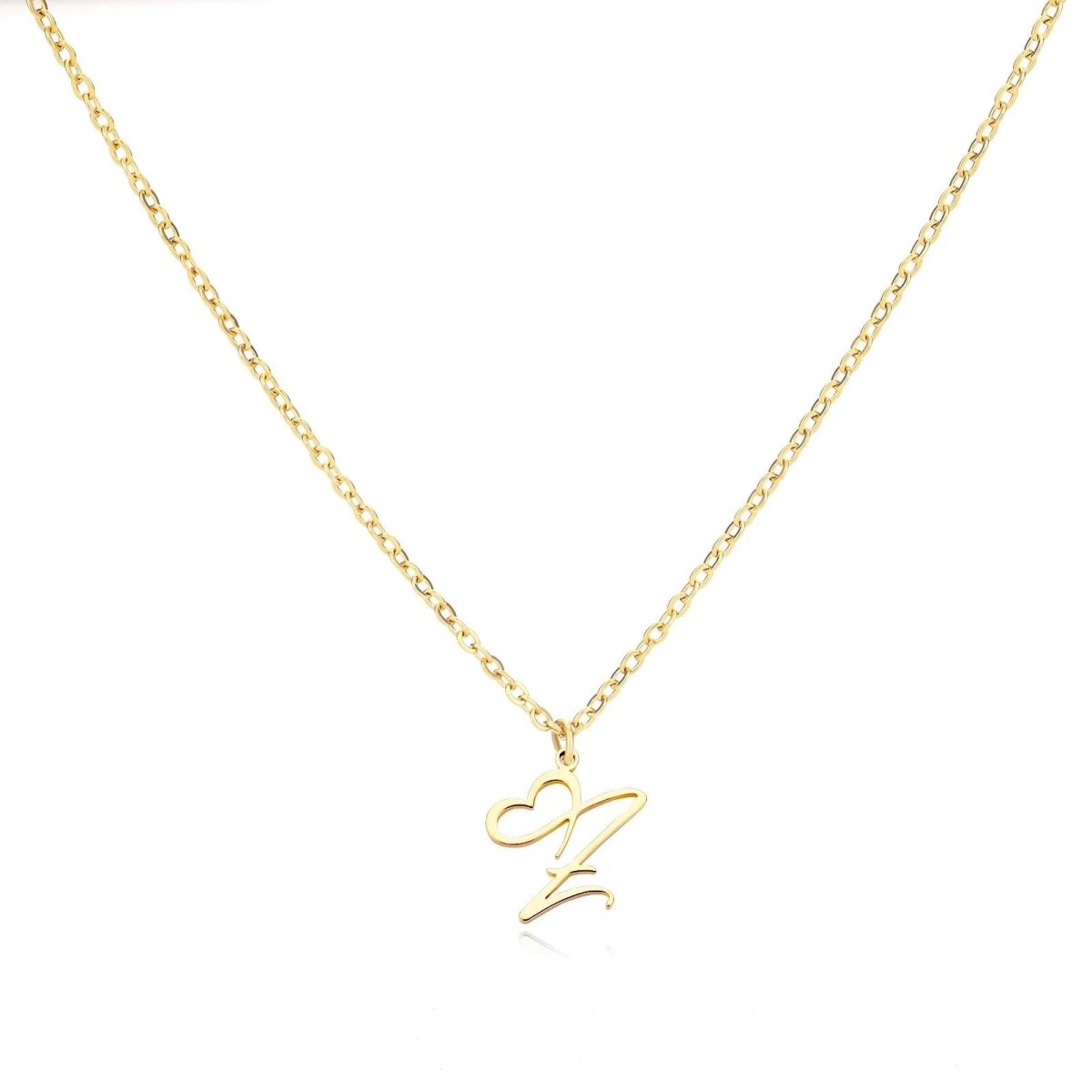 Dainty Monogram Heart Pendant Necklace